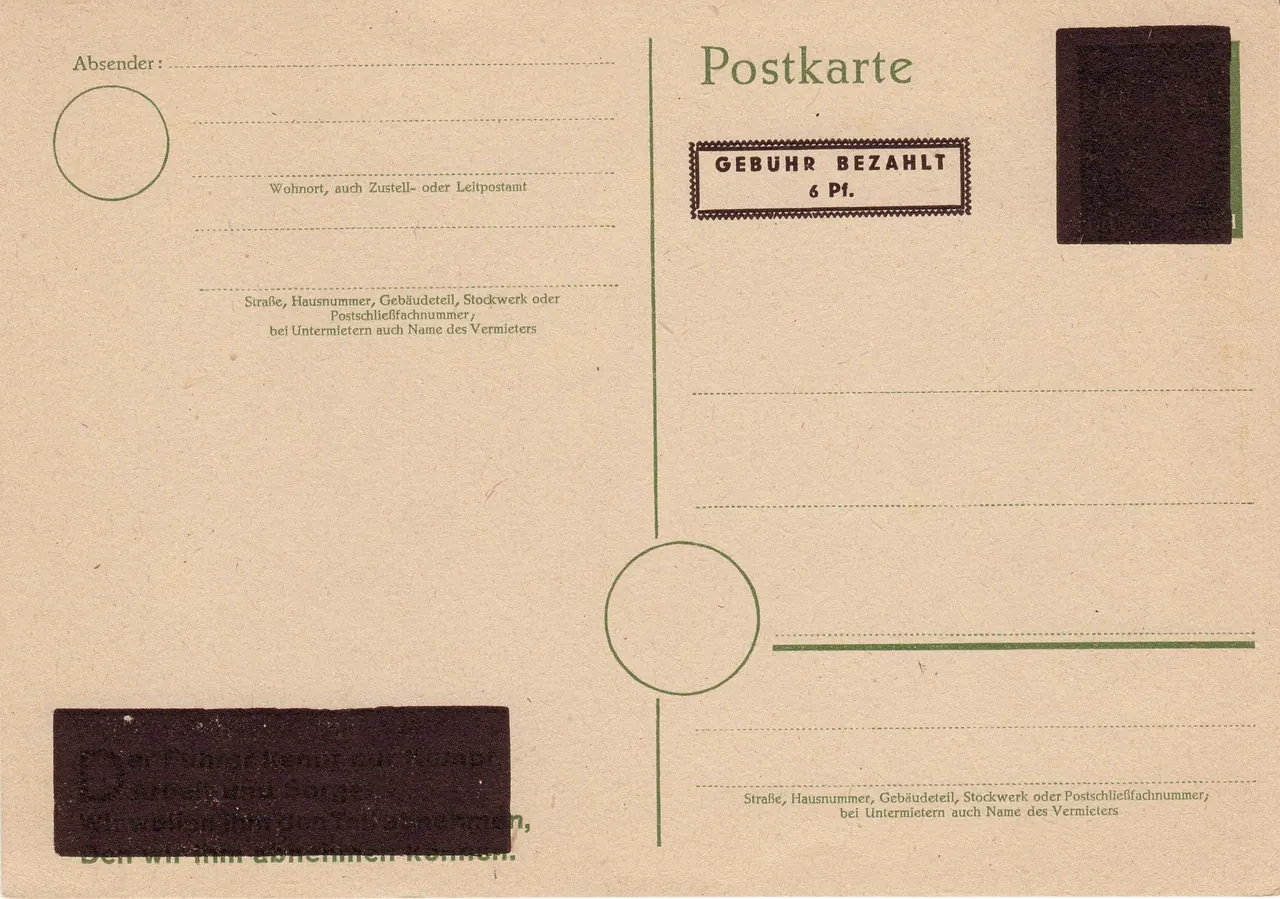 german empire, germany, postcard, penny, old, fee, rubber stamp, imprint, paper, old paper, post office, past, antique, memory