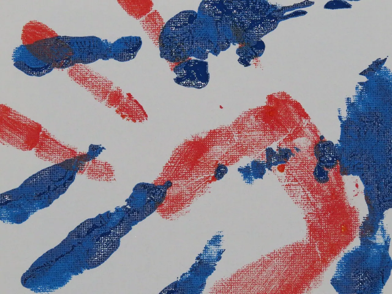 hand, handprint, finger-colored, watercolor, imprint, red, blue, children, picture, to paint, colour, multicoloured, art, paper. Print shop SOP checklist for daily operations